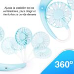 Ventilador de cuello portátil recargable con 3 velocidades - Imagen 3