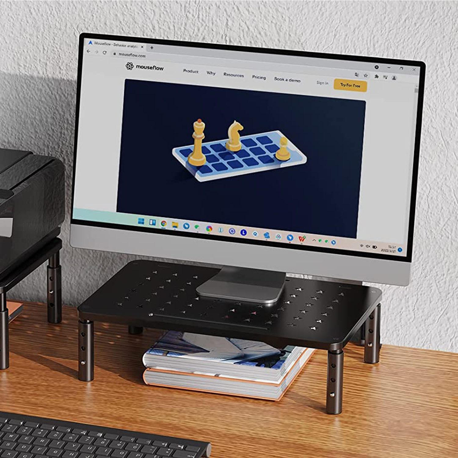 Elevador Base Alzador monitor con soporte celular metal - Imagen 3