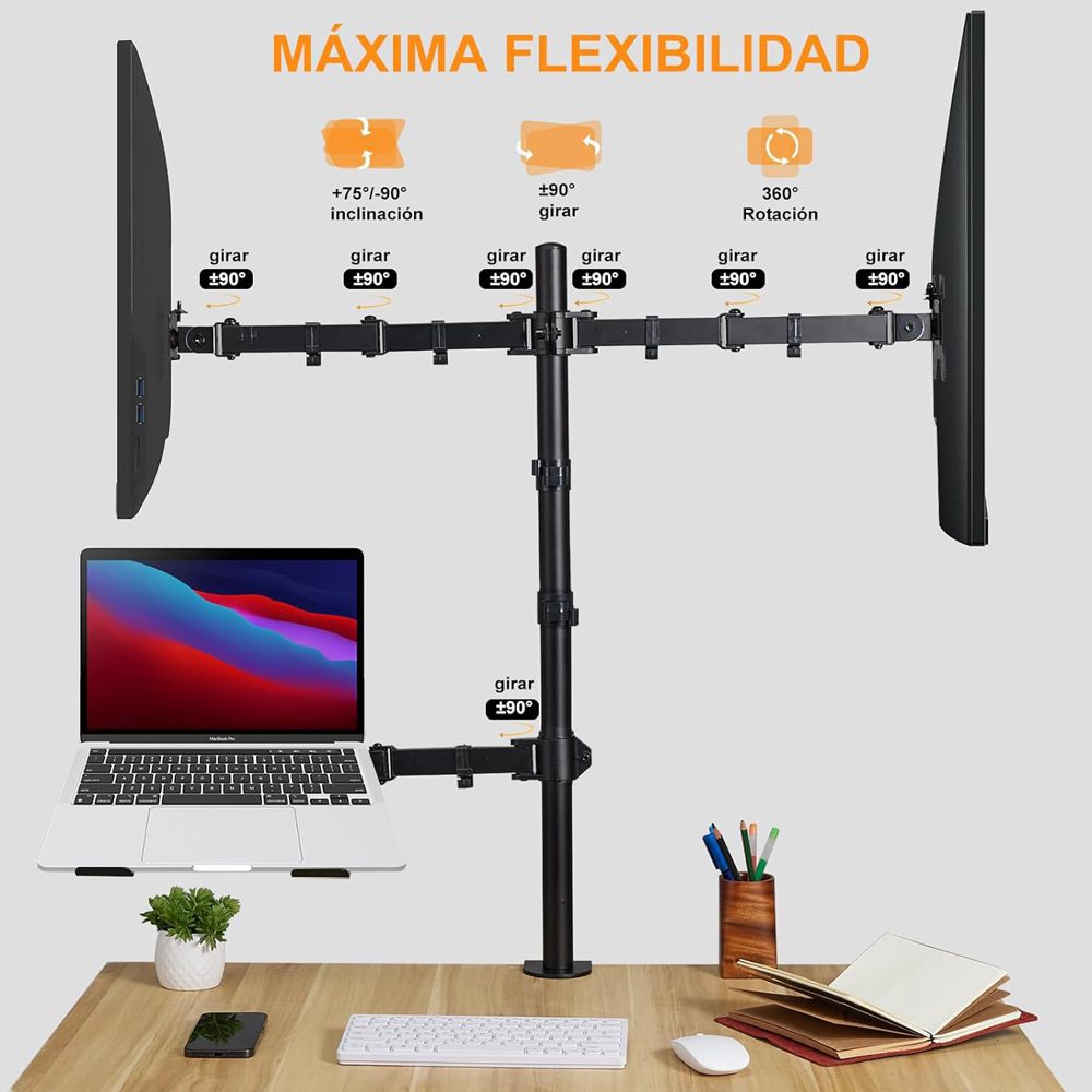 Soporte Doble 2 Monitor y Notebook brazo escritorio - Imagen 4