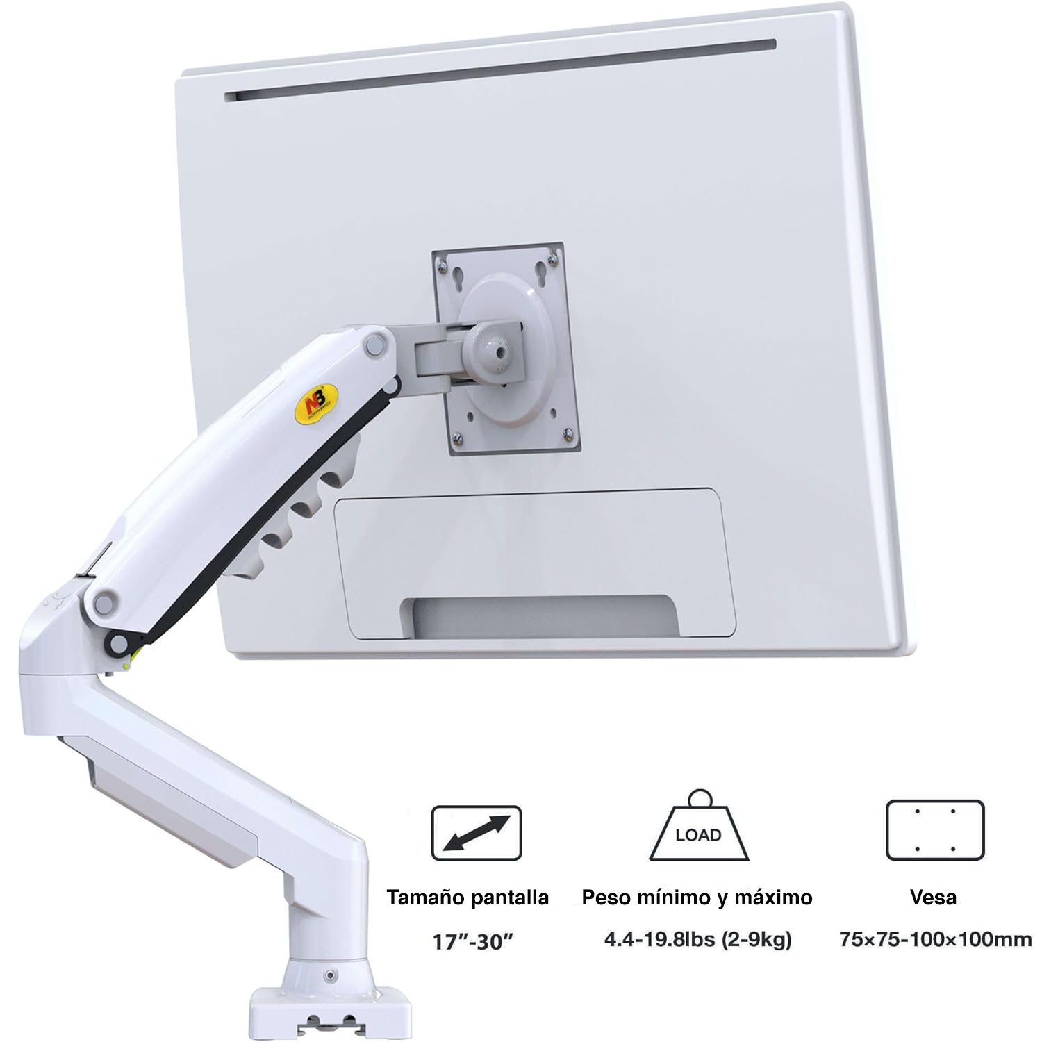 Soporte Monitor Blanco Articulado Giratorio Escritorio - Imagen 4