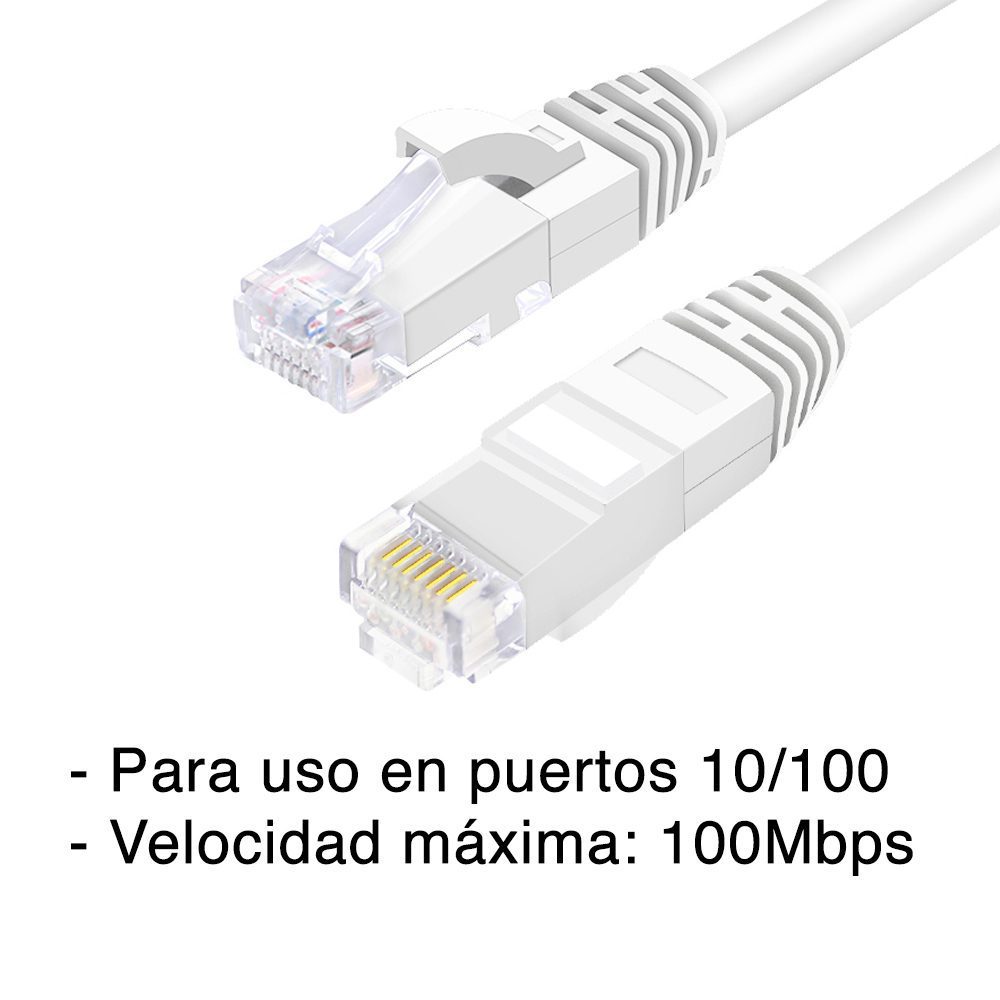 Cable de red 1 metro cat 5e RJ45 Lan Blanco - Imagen 5