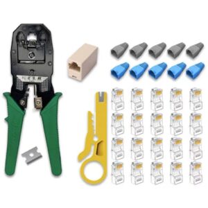 Kit Crimpeadora cable de red pelacables rj45 y capuchones
