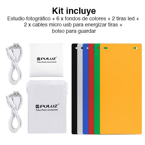 Mini Estudio fotográfico portátil 22 cms Led USB - Imagen 8